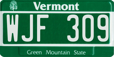 VT license plate WJF309
