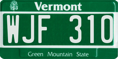 VT license plate WJF310