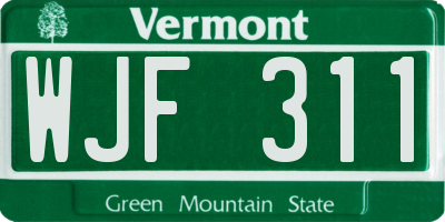 VT license plate WJF311