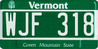 VT license plate WJF318