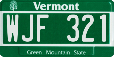VT license plate WJF321