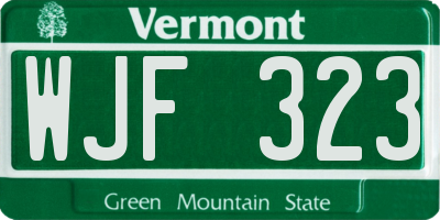 VT license plate WJF323