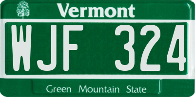 VT license plate WJF324