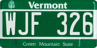 VT license plate WJF326