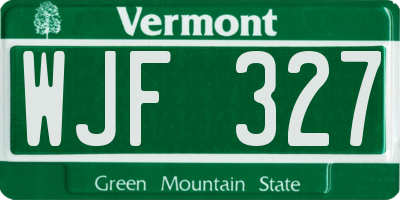 VT license plate WJF327