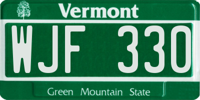 VT license plate WJF330