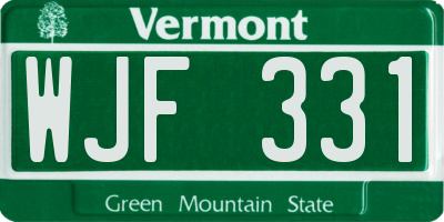 VT license plate WJF331