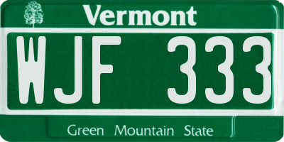 VT license plate WJF333