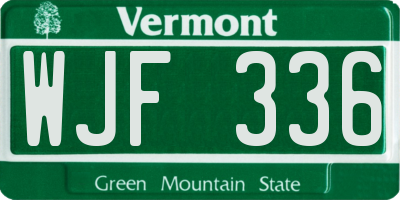 VT license plate WJF336