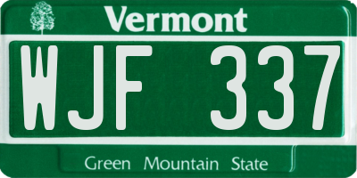 VT license plate WJF337