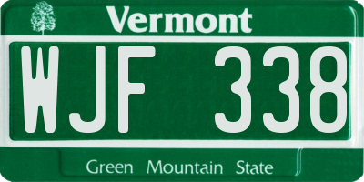 VT license plate WJF338