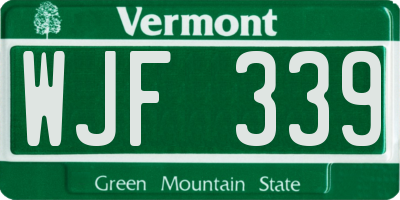 VT license plate WJF339