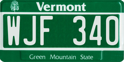 VT license plate WJF340