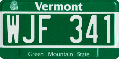 VT license plate WJF341
