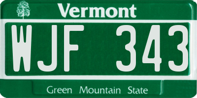 VT license plate WJF343