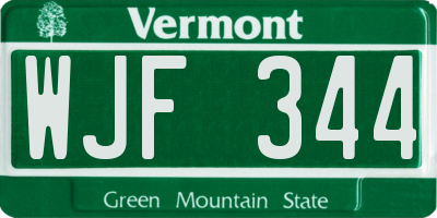 VT license plate WJF344