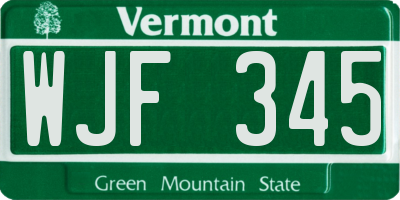 VT license plate WJF345