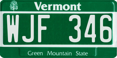 VT license plate WJF346