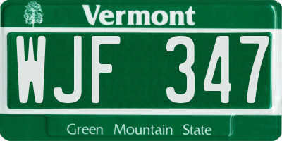 VT license plate WJF347