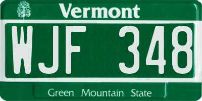 VT license plate WJF348