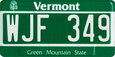 VT license plate WJF349