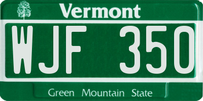 VT license plate WJF350
