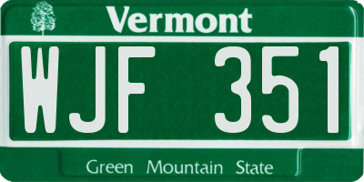 VT license plate WJF351