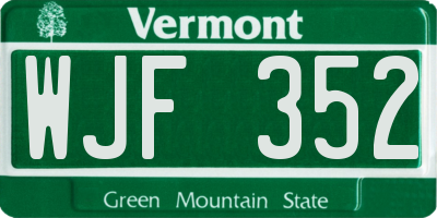 VT license plate WJF352