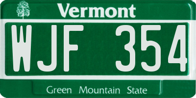 VT license plate WJF354
