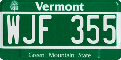 VT license plate WJF355