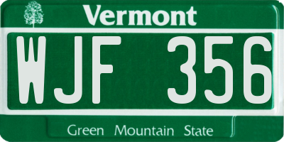 VT license plate WJF356