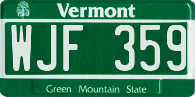 VT license plate WJF359