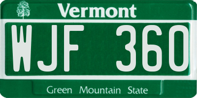VT license plate WJF360
