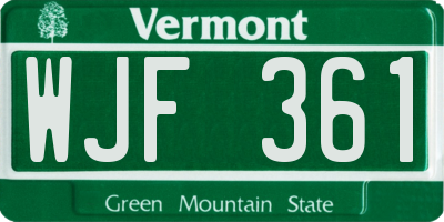 VT license plate WJF361