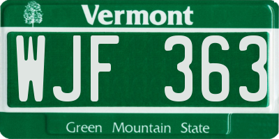 VT license plate WJF363