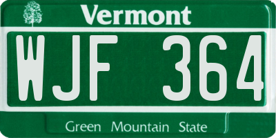 VT license plate WJF364