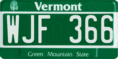 VT license plate WJF366