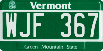 VT license plate WJF367