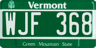 VT license plate WJF368