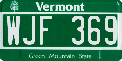 VT license plate WJF369