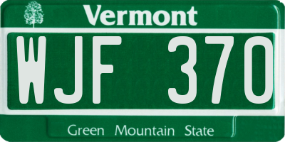 VT license plate WJF370