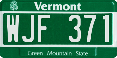 VT license plate WJF371