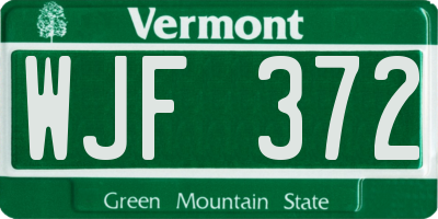 VT license plate WJF372