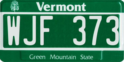 VT license plate WJF373