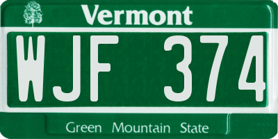 VT license plate WJF374