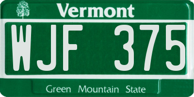 VT license plate WJF375