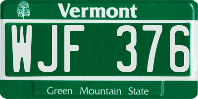 VT license plate WJF376