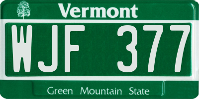 VT license plate WJF377
