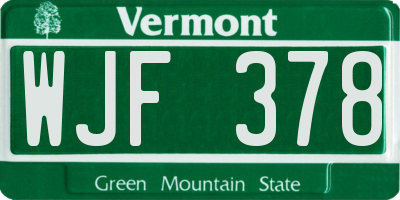 VT license plate WJF378
