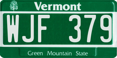 VT license plate WJF379